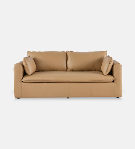 Cameron Leather 3 Seater Couch - Leather Sand