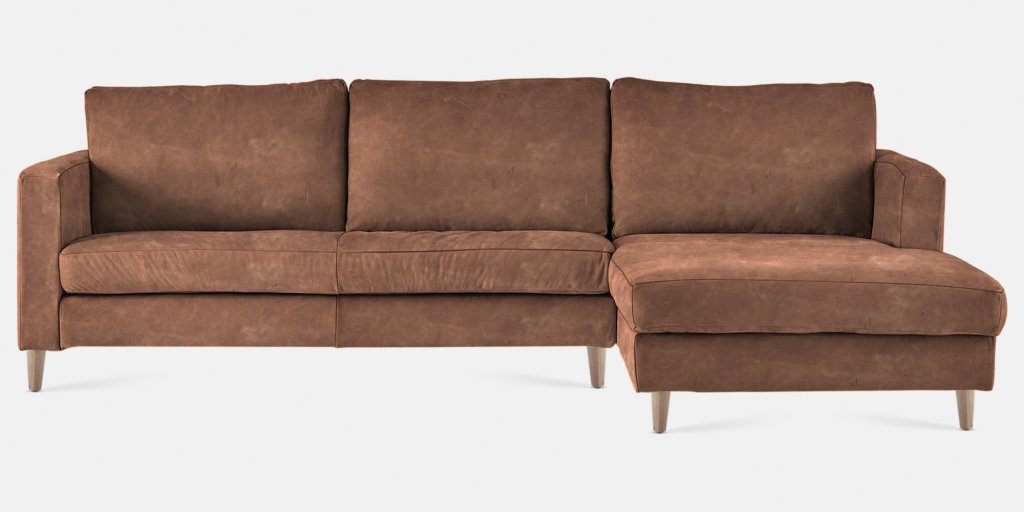 Sami Upholstered RIGHT Slouch with wooden leg (19414)