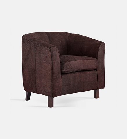 Debbie Tub Leather 1 Seater Dark Leg (40008)