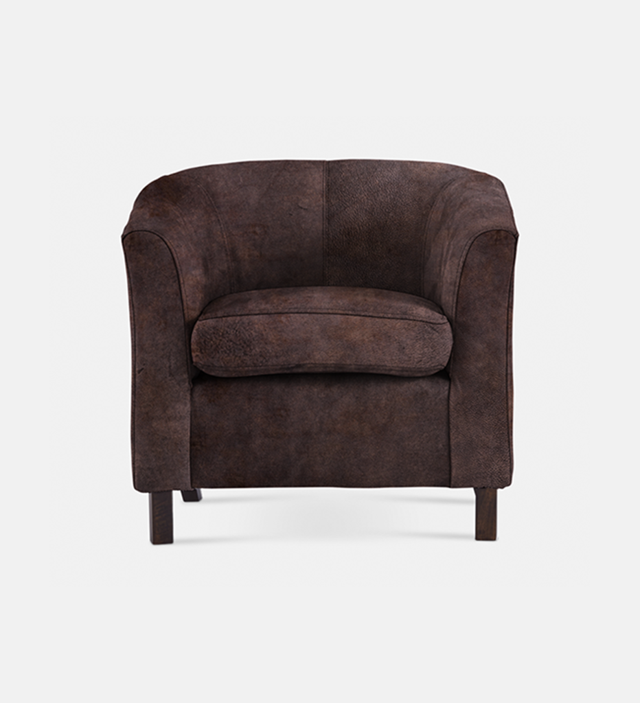 Debbie Tub Leather 1 Seater Dark Leg (40038)