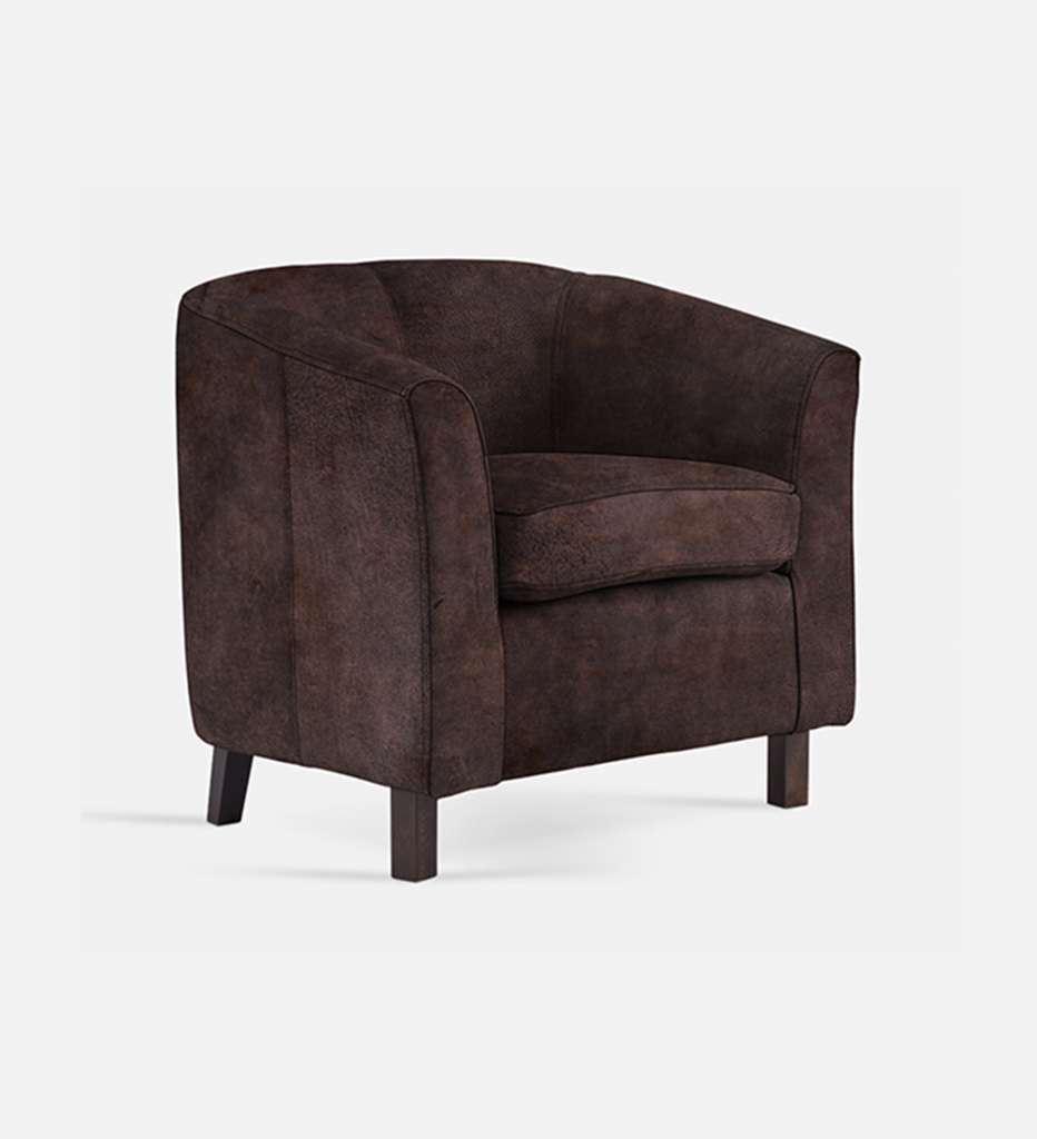 Debbie Tub Leather 1 Seater Dark Leg (40043)