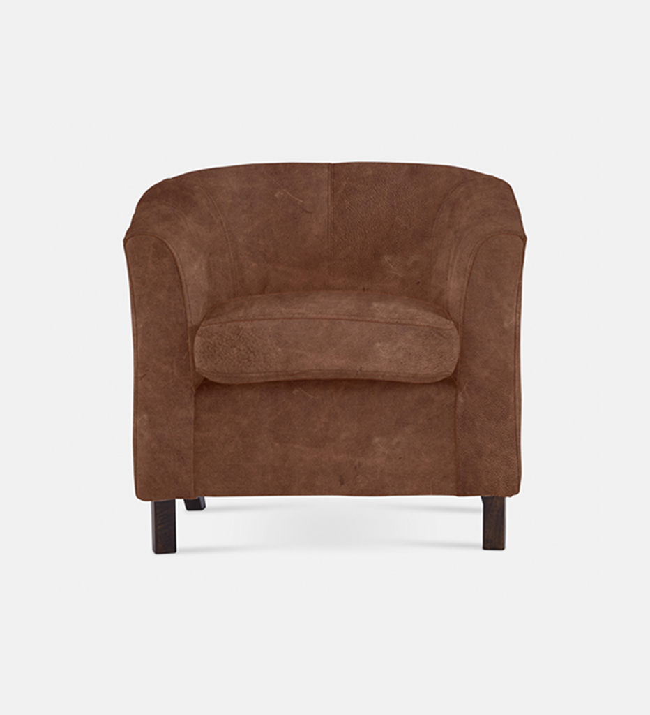 Debbie Tub Leather 1 Seater Dark Leg (40052)