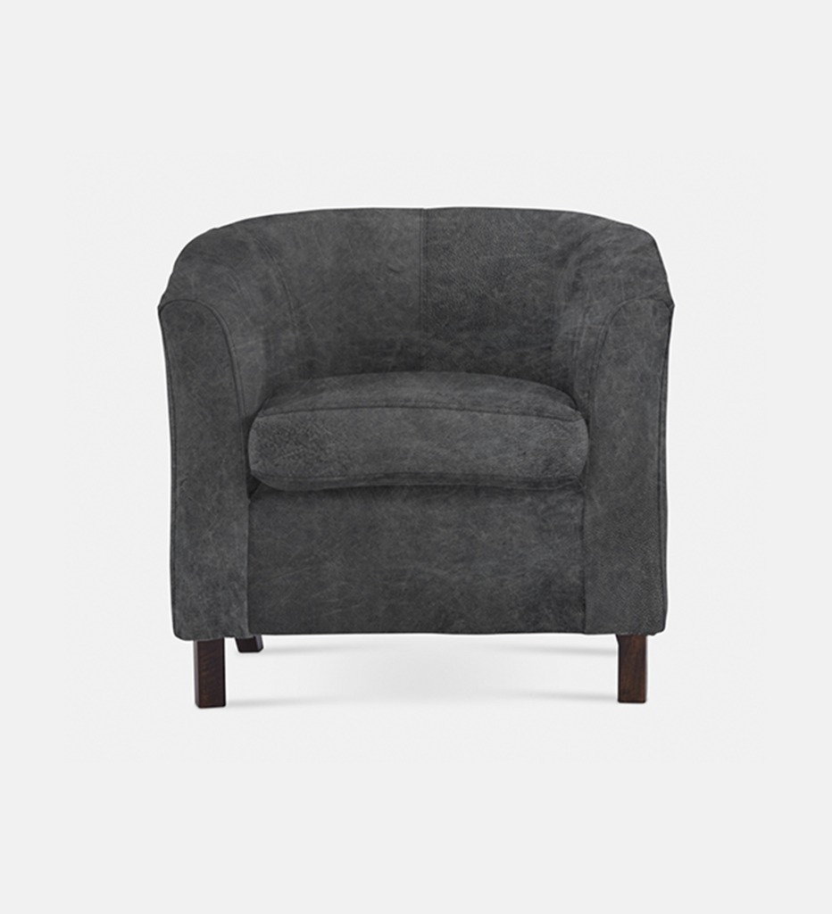 Debbie Tub Leather 1 Seater Dark Leg (40082)