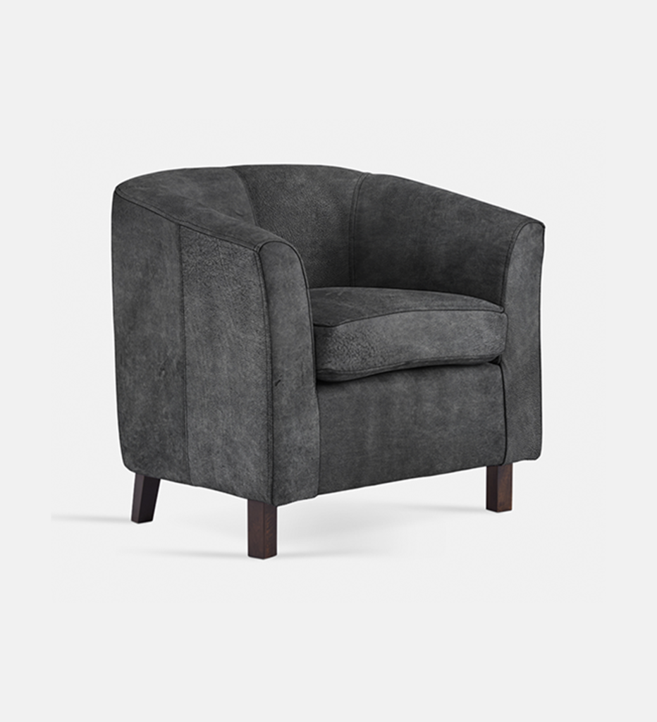 Debbie Tub Leather 1 Seater Dark Leg (40083)
