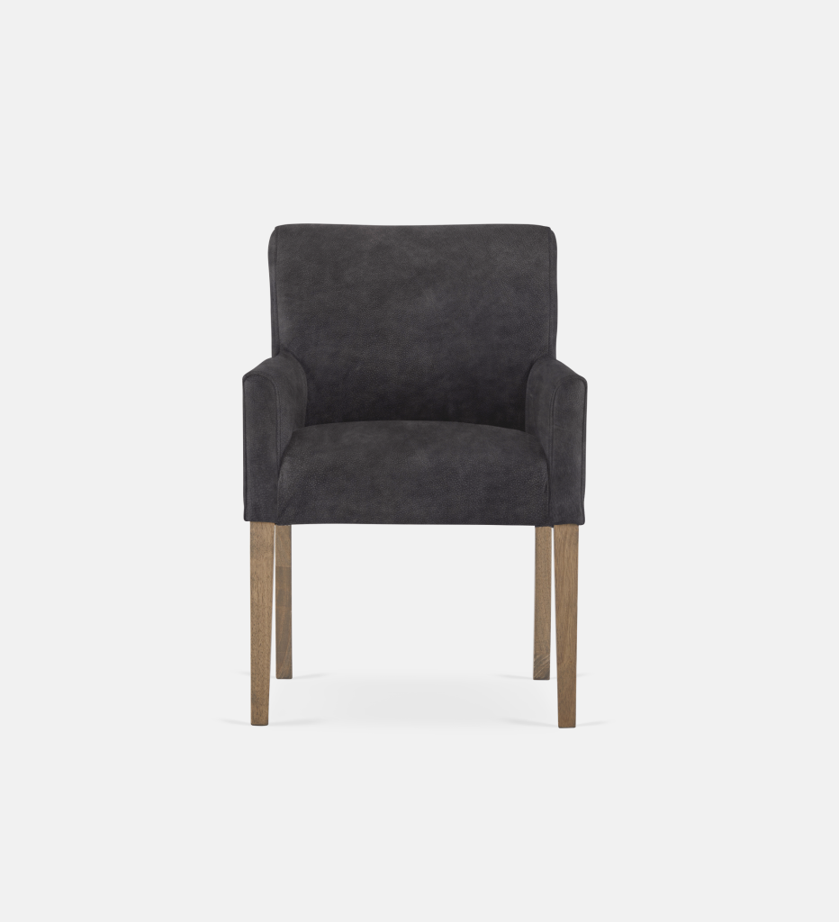 Bennet Leather Carver Light Grey Leg (35377)