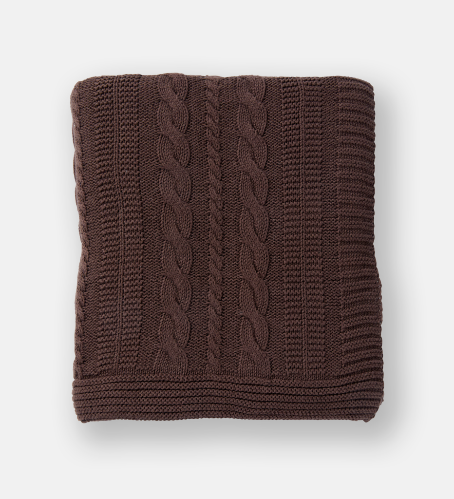 Chunky Knit Throw in Brown