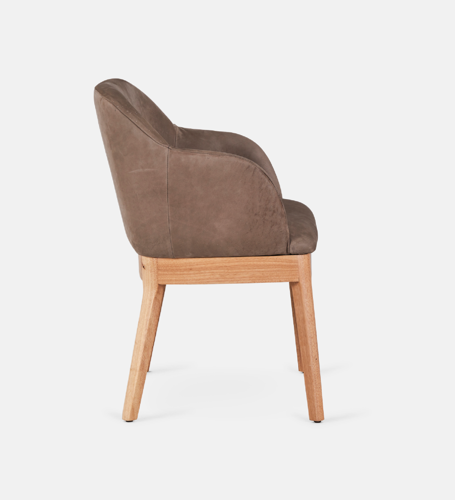 Kelly Leather Carver Dining Chair with natural leg (45413)