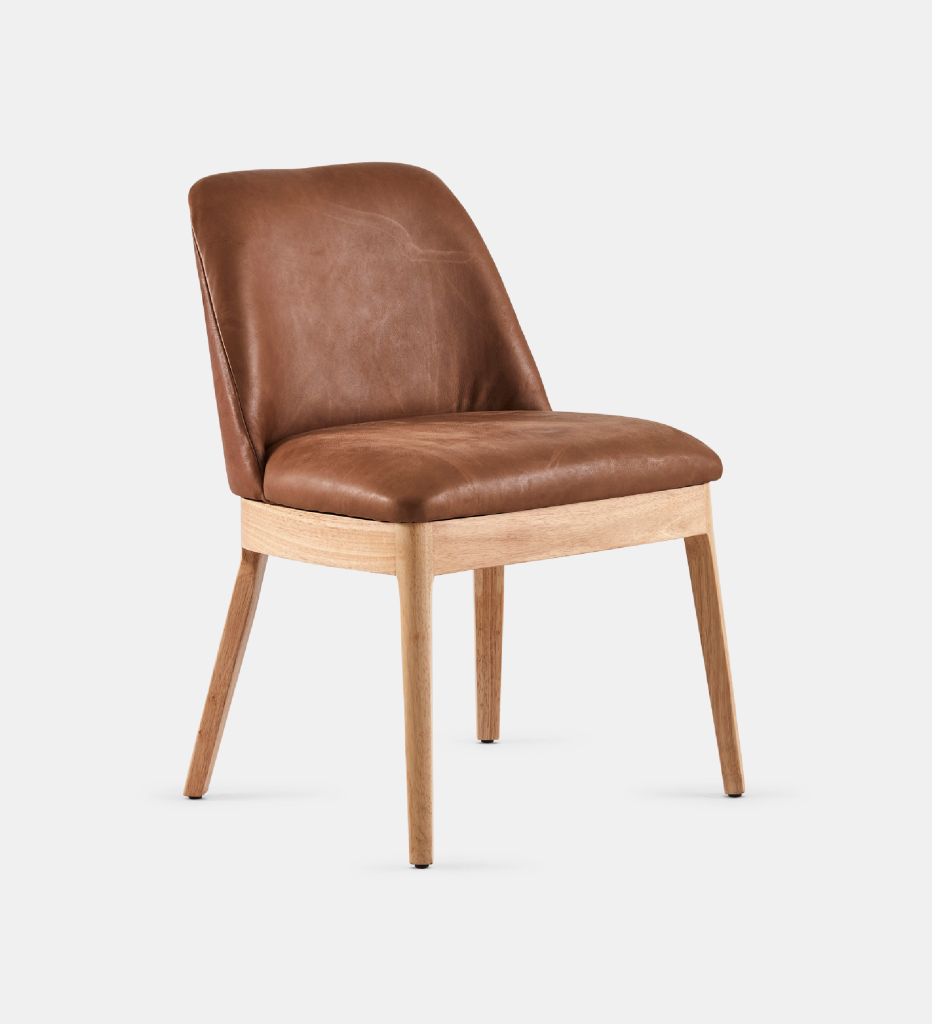 Kelly Leather Dining Chair with natural leg (45419)