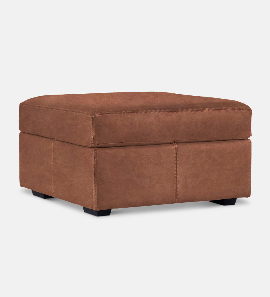 Lodge Leather Square Ottoman (89852)